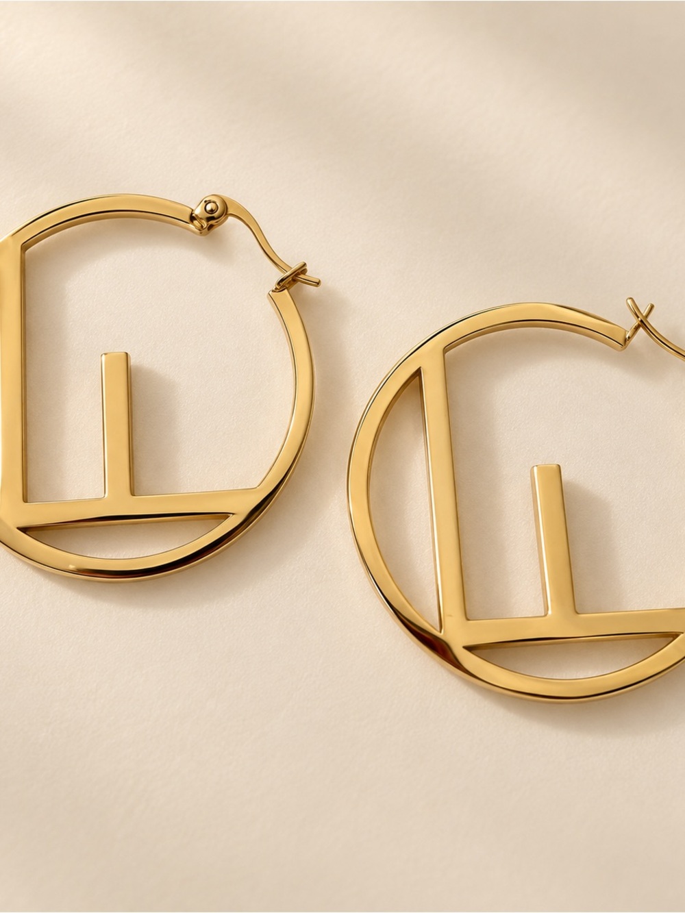 Gold Logo Circle Hoop Earrings - Picture 2 of 4